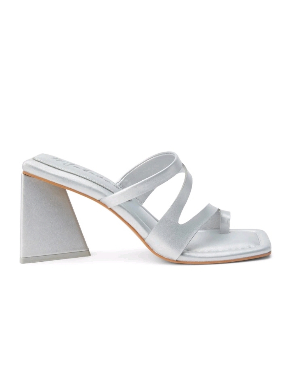 Matisse Oslo Silver 3.5" Triangular Block Heel Sandal Size 7 NWT